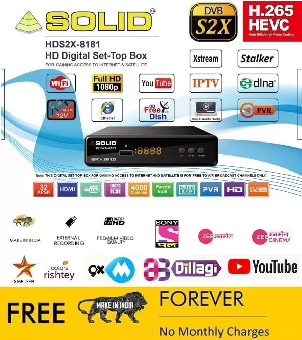 Solid HDS2X-8181 H.265/HEVC T2-MI DVB-S2X HD FTA Receiver