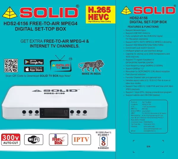 Solid 6156 H.265 10Bits FTA HEVC HD Set-Top Box