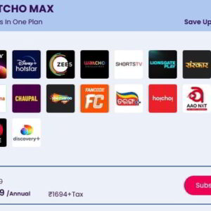 Buy Watcho Max Yearly OTT Bundle Subscription Pack and Enjoy 16 most popular OTT platforms for a year. Get Sony Liv