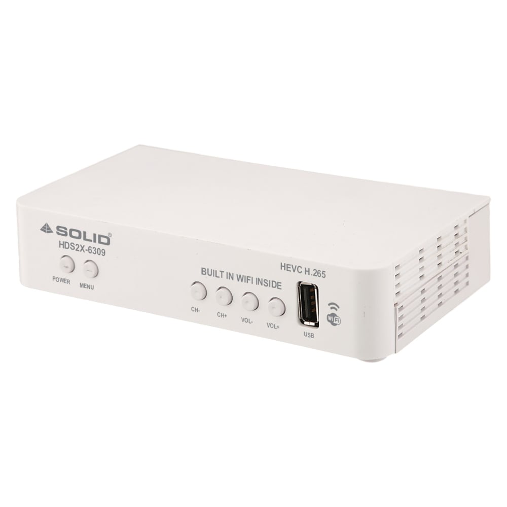 SOLID HDS2X-6309 WiFi Free Dish Set Top Box MPEG4 HEVC H.265 DVB-S2X with YouTube, IPTV, Miracast & USB Recording