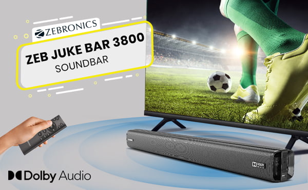 Buy ZEBRONICS ZEB-JUKE BAR 3800 PRO DOLBY Wireless Bluetooth Soundbar with 60W output, 2.0 channel audio, HDMI ARC, USB,