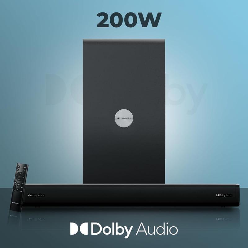 Buy ZEBRONICS JUKE BAR 8700 PRO 200W Dolby Soundbar with wireless subwoofer, Bluetooth v5.0, HDMI ARC, AUX, USB, virtual